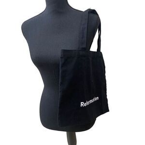 Reformation Black Canvas Medium Size Tote Bag